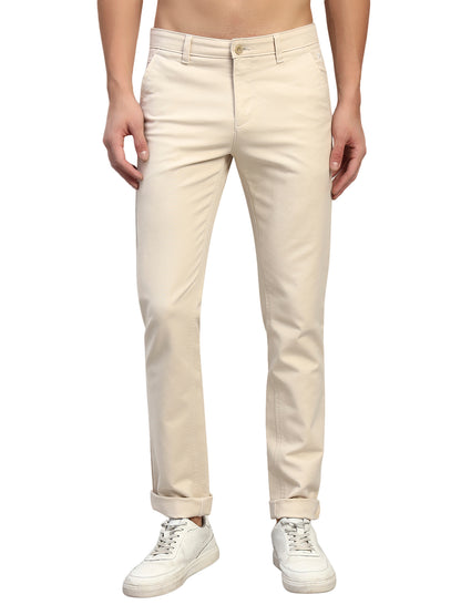 Casual Trouser for Men | Breathable & Soft with Color Fastness Regular Fit Cotton Blend Fabric Solid Pattern Button Closure