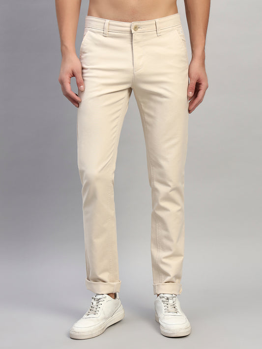 Casual Trouser for Men | Breathable & Soft with Color Fastness Regular Fit Cotton Blend Fabric Solid Pattern Button Closure