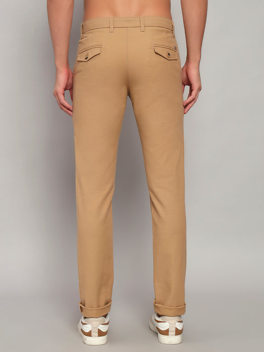 Casual Trouser for Men | Breathable & Soft with Color Fastness Regular Fit Cotton Blend Fabric Solid Pattern Button Closure