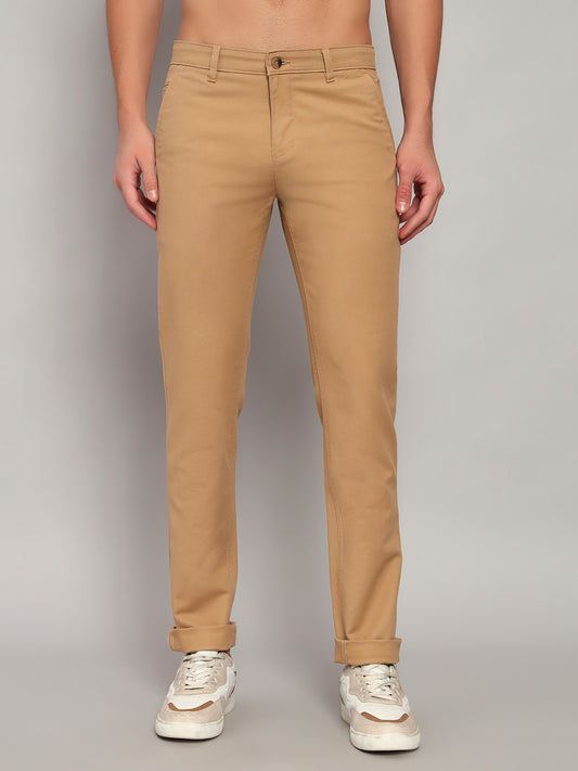 Casual Trouser for Men | Breathable & Soft with Color Fastness Regular Fit Cotton Blend Fabric Solid Pattern Button Closure