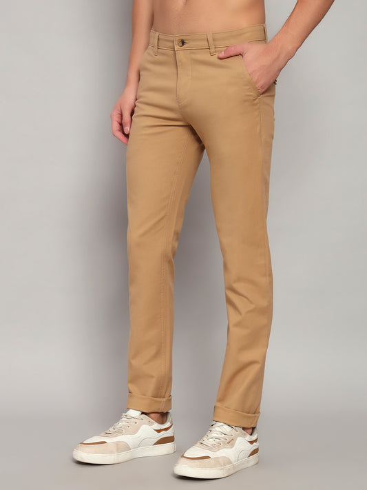 Casual Trouser for Men | Breathable & Soft with Color Fastness Regular Fit Cotton Blend Fabric Solid Pattern Button Closure