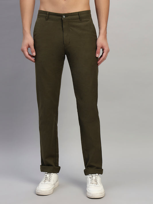 Casual Trouser for Men | Breathable & Soft with Color Fastness Regular Fit Cotton Fabric Solid Pattern Button Closure