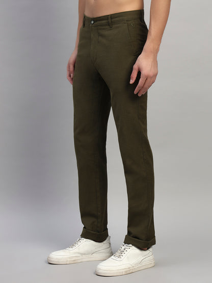 Casual Trouser for Men | Breathable & Soft with Color Fastness Regular Fit Cotton Fabric Solid Pattern Button Closure
