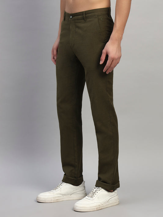 Casual Trouser for Men | Breathable & Soft with Color Fastness Regular Fit Cotton Fabric Solid Pattern Button Closure