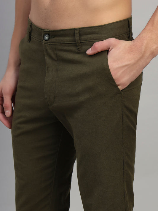 Casual Trouser for Men | Breathable & Soft with Color Fastness Regular Fit Cotton Fabric Solid Pattern Button Closure