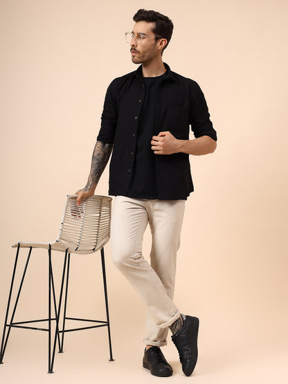 Casual Trouser for Men | Breathable & Soft with Color Fastness Regular Fit Cotton Fabric Solid Pattern Button Closure