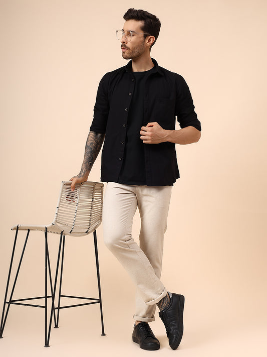 Casual Trouser for Men | Breathable & Soft with Color Fastness Regular Fit Cotton Fabric Solid Pattern Button Closure