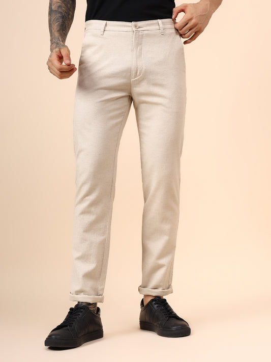 Casual Trouser for Men | Breathable & Soft with Color Fastness Regular Fit Cotton Fabric Solid Pattern Button Closure