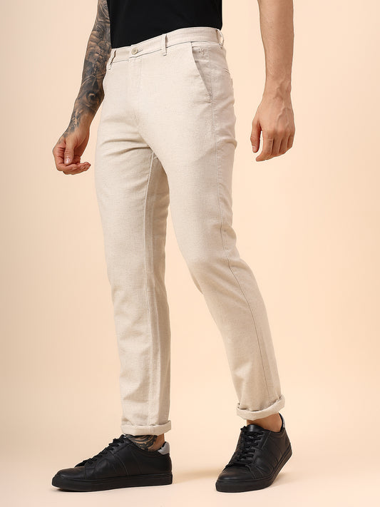 Casual Trouser for Men | Breathable & Soft with Color Fastness Regular Fit Cotton Fabric Solid Pattern Button Closure