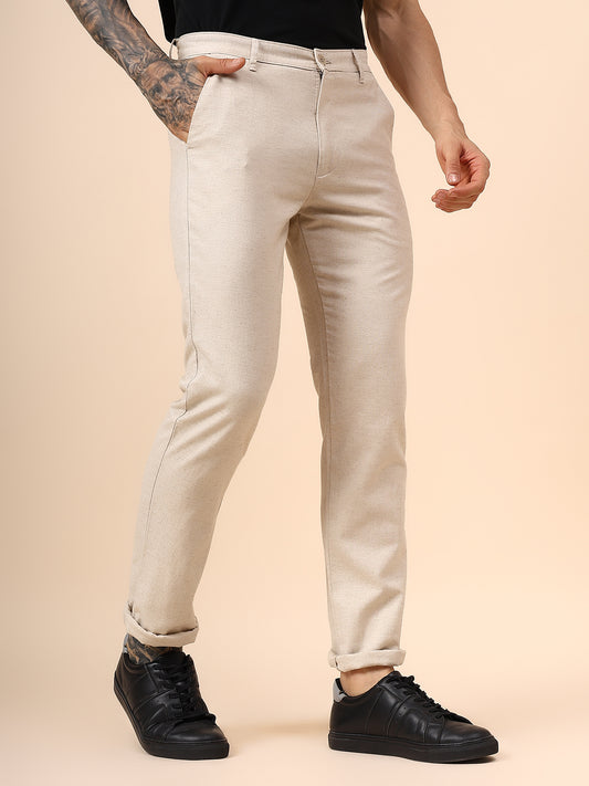 Casual Trouser for Men | Breathable & Soft with Color Fastness Regular Fit Cotton Fabric Solid Pattern Button Closure