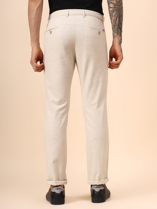 Casual Trouser for Men | Breathable & Soft with Color Fastness Regular Fit Cotton Fabric Solid Pattern Button Closure