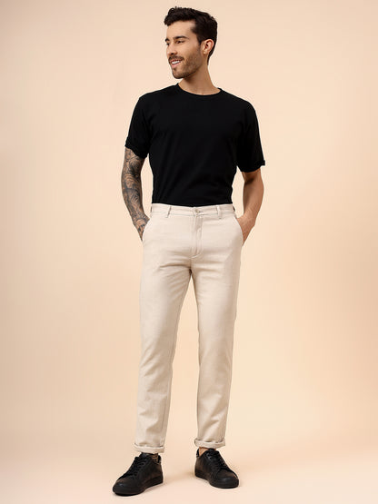 Casual Trouser for Men | Breathable & Soft with Color Fastness Regular Fit Cotton Fabric Solid Pattern Button Closure