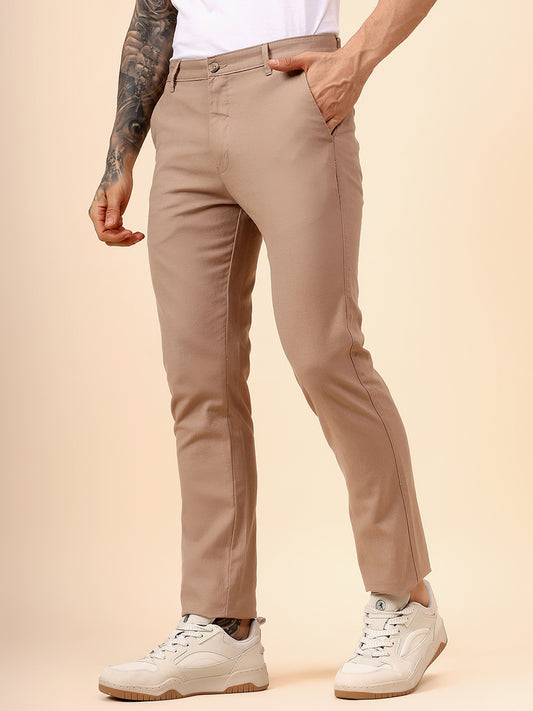 Casual Trouser for Men | Breathable & Soft with Color Fastness Regular Fit Cotton Fabric Solid Pattern Button Closure