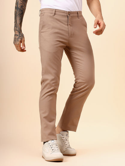 Casual Trouser for Men | Breathable & Soft with Color Fastness Regular Fit Cotton Fabric Solid Pattern Button Closure