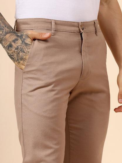 Casual Trouser for Men | Breathable & Soft with Color Fastness Regular Fit Cotton Fabric Solid Pattern Button Closure