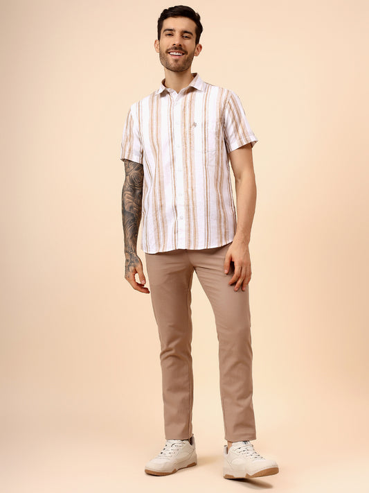 Casual Trouser for Men | Breathable & Soft with Color Fastness Regular Fit Cotton Fabric Solid Pattern Button Closure