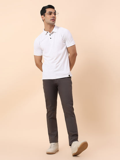 Casual Trouser for Men | Breathable & Soft with Color Fastness Regular Fit Cotton Blend Fabric Solid Pattern Button Closure