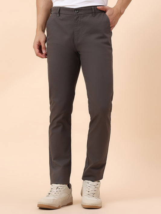 Casual Trouser for Men | Breathable & Soft with Color Fastness Regular Fit Cotton Blend Fabric Solid Pattern Button Closure