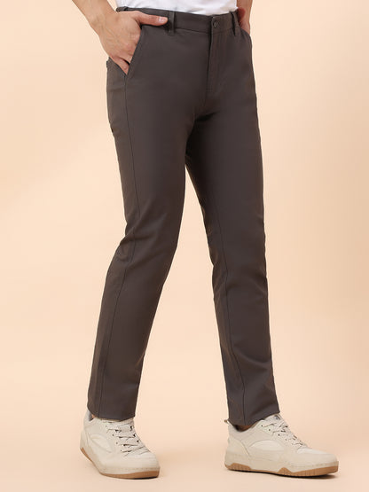 Casual Trouser for Men | Breathable & Soft with Color Fastness Regular Fit Cotton Blend Fabric Solid Pattern Button Closure