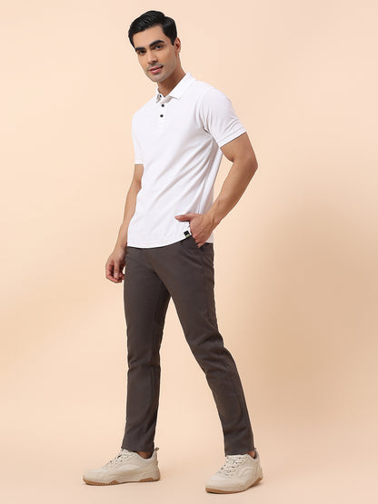 Casual Trouser for Men | Breathable & Soft with Color Fastness Regular Fit Cotton Blend Fabric Solid Pattern Button Closure