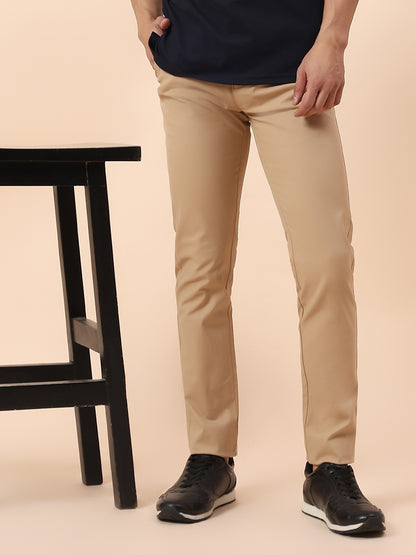 Casual Trouser for Men | Breathable & Soft with Color Fastness Regular Fit Cotton Blend Fabric Solid Pattern Button Closure