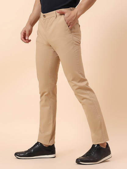 Casual Trouser for Men | Breathable & Soft with Color Fastness Regular Fit Cotton Blend Fabric Solid Pattern Button Closure