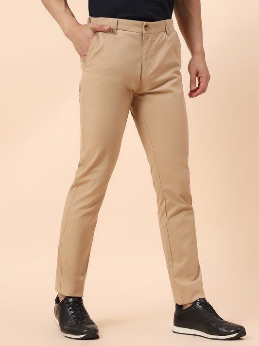 Casual Trouser for Men | Breathable & Soft with Color Fastness Regular Fit Cotton Blend Fabric Solid Pattern Button Closure