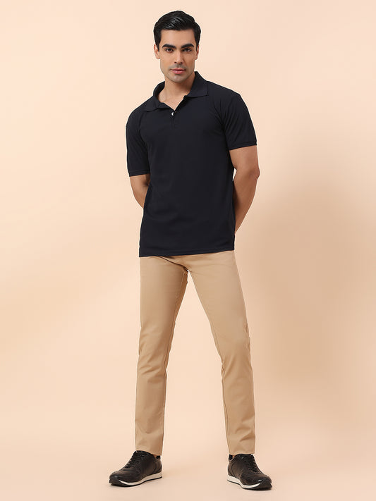 Casual Trouser for Men | Breathable & Soft with Color Fastness Regular Fit Cotton Blend Fabric Solid Pattern Button Closure