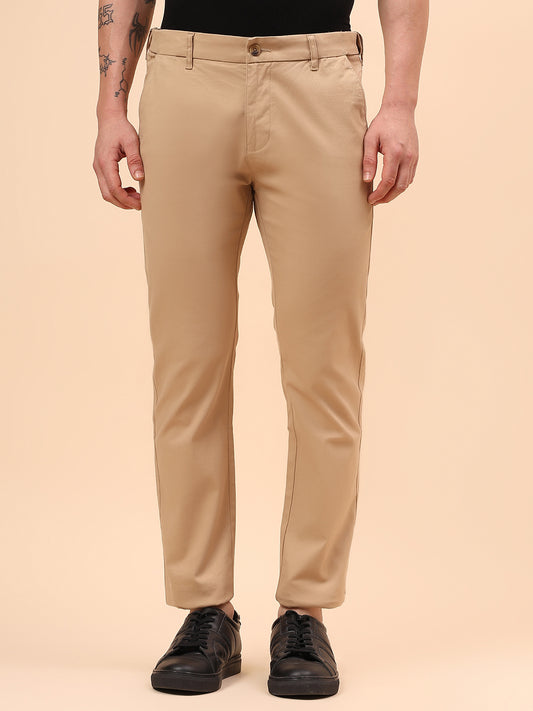 Casual Trouser for Men | Breathable & Soft with Color Fastness Regular Fit Cotton Blend Fabric Solid Pattern Button Closure