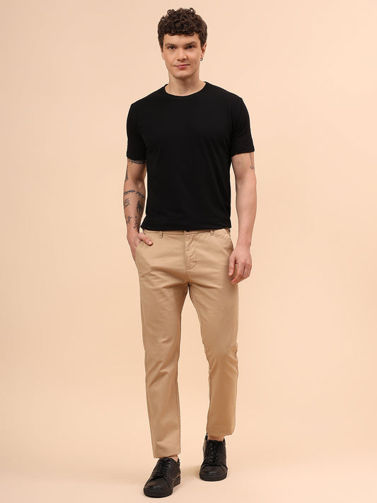 Casual Trouser for Men | Breathable & Soft with Color Fastness Regular Fit Cotton Blend Fabric Solid Pattern Button Closure