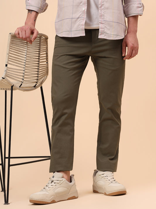 Casual Trouser for Men | Breathable & Soft with Color Fastness Regular Fit Cotton Blend Fabric Solid Pattern Button Closure
