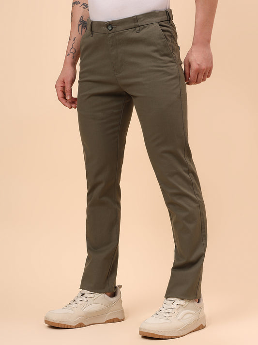 Casual Trouser for Men | Breathable & Soft with Color Fastness Regular Fit Cotton Blend Fabric Solid Pattern Button Closure