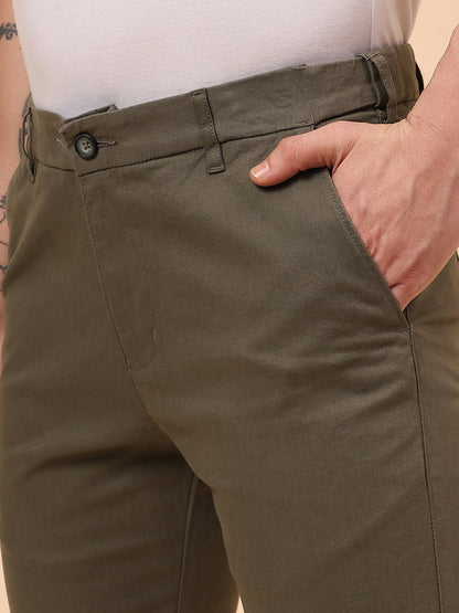 Casual Trouser for Men | Breathable & Soft with Color Fastness Regular Fit Cotton Blend Fabric Solid Pattern Button Closure