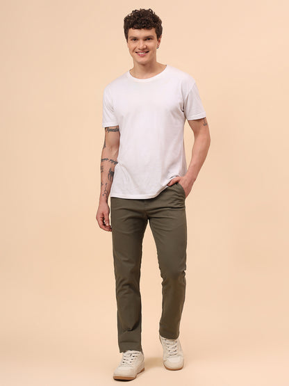 Casual Trouser for Men | Breathable & Soft with Color Fastness Regular Fit Cotton Blend Fabric Solid Pattern Button Closure