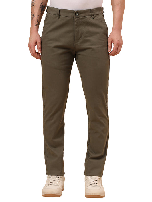 Casual Trouser for Men | Breathable & Soft with Color Fastness Regular Fit Cotton Blend Fabric Solid Pattern Button Closure