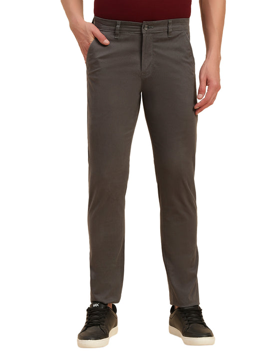 Casual Trouser for Men | Breathable & Soft with Color Fastness Regular Fit Cotton Blend Fabric Self Design Pattern Button Closure