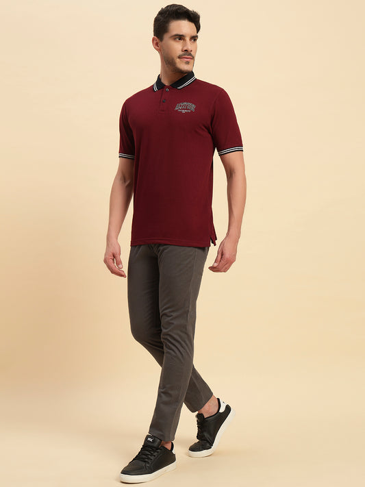 Casual Trouser for Men | Breathable & Soft with Color Fastness Regular Fit Cotton Blend Fabric Self Design Pattern Button Closure