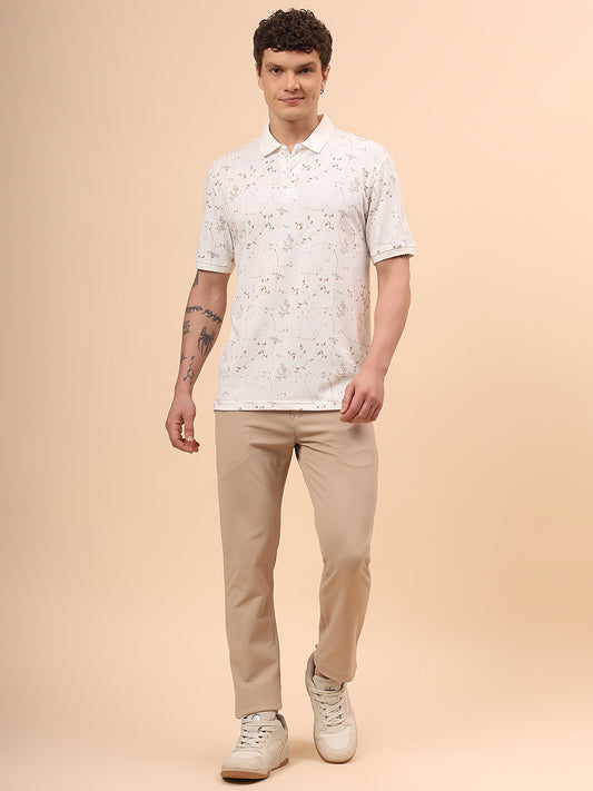 Casual Trouser for Men | Breathable & Soft with Color Fastness Regular Fit Polyester Fabric Self Design Pattern Button Closure