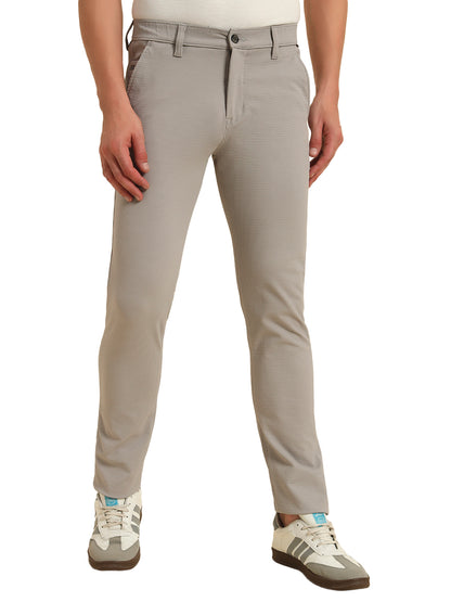 Casual Trouser for Men | Breathable & Soft with Color Fastness Regular Fit Polyester Fabric Self Design Pattern Button Closure