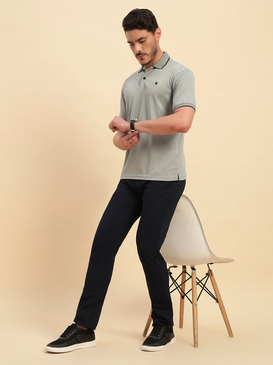 Casual Trouser for Men | Breathable & Soft with Color Fastness Regular Fit Polyester Fabric Self Design Pattern Button Closure