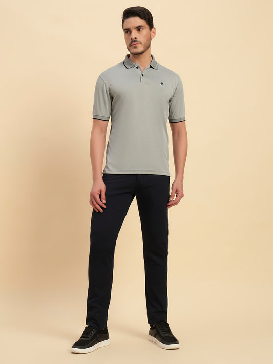 Casual Trouser for Men | Breathable & Soft with Color Fastness Regular Fit Polyester Fabric Self Design Pattern Button Closure