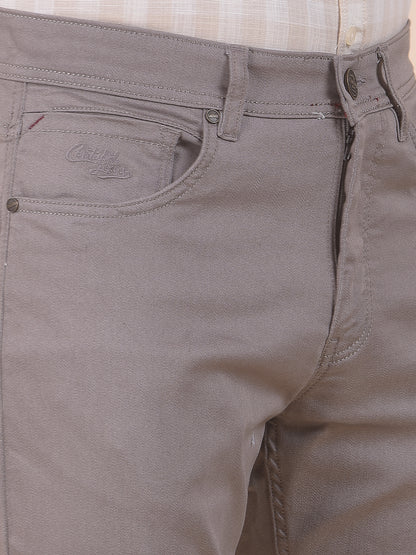 Men's Light Brown Solid Smart Fit Casual Trouser