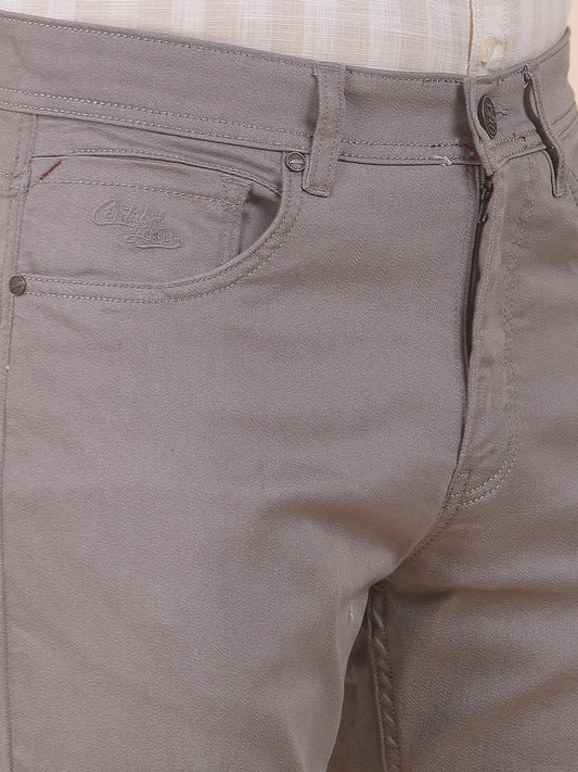 Men's Light Brown Solid Smart Fit Casual Trouser