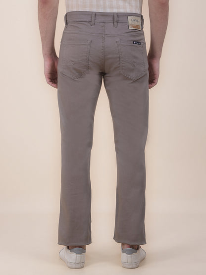 Men's Light Brown Solid Smart Fit Casual Trouser