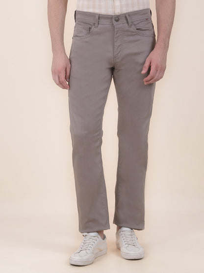 Men's Light Brown Solid Smart Fit Casual Trouser