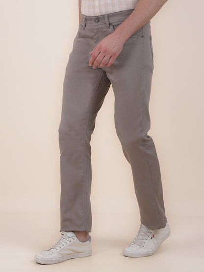 Men's Light Brown Solid Smart Fit Casual Trouser