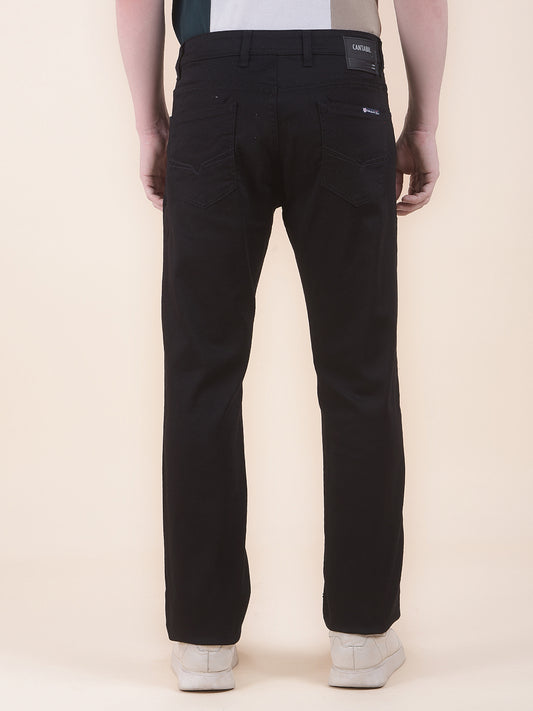 Men's Black Smart Fit Solid Casual Trouser