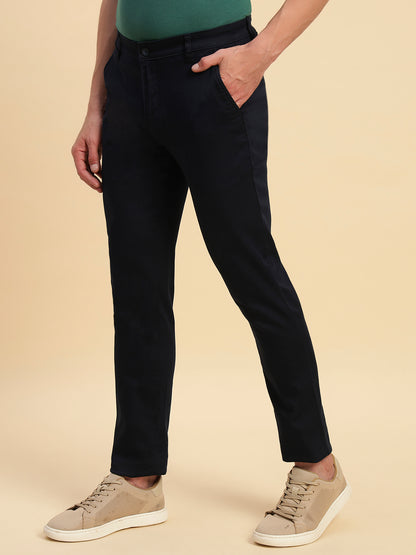 Casual Trouser for Men | Breathable & Soft with Color Fastness Regular Fit Poly Cotton Fabric Solid Pattern Button Closure