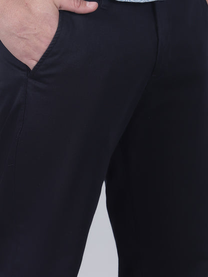 Casual Trouser for Men | Breathable & Soft with Color Fastness Regular Fit Cotton Blend Fabric Self Design Pattern Button Closure