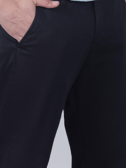 Casual Trouser for Men | Breathable & Soft with Color Fastness Regular Fit Cotton Blend Fabric Self Design Pattern Button Closure